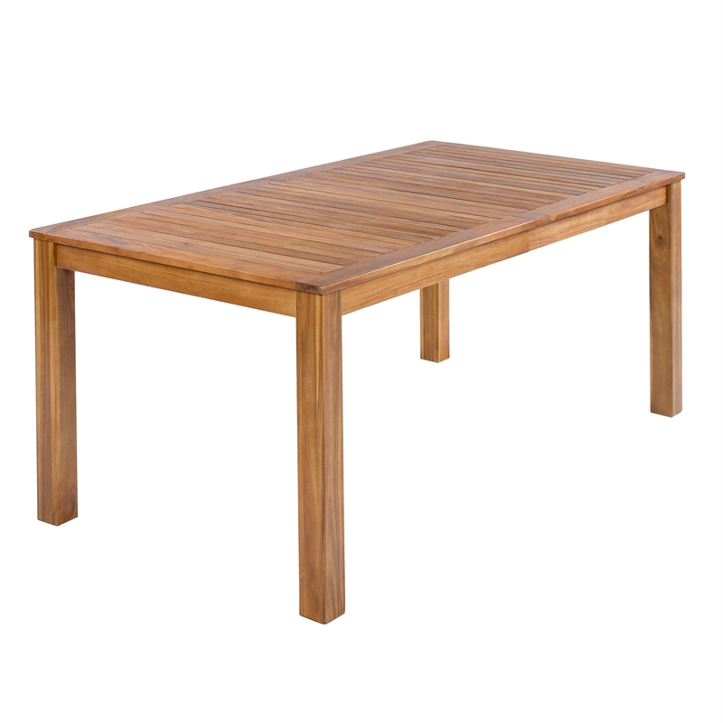 67 Natural Wood Rectangular Outdoor Patio Dining Table for Garden and Poolside