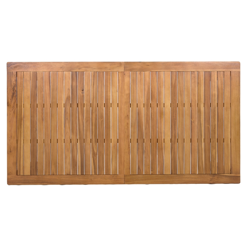 67 Natural Wood Rectangular Outdoor Patio Dining Table for Garden and Poolside