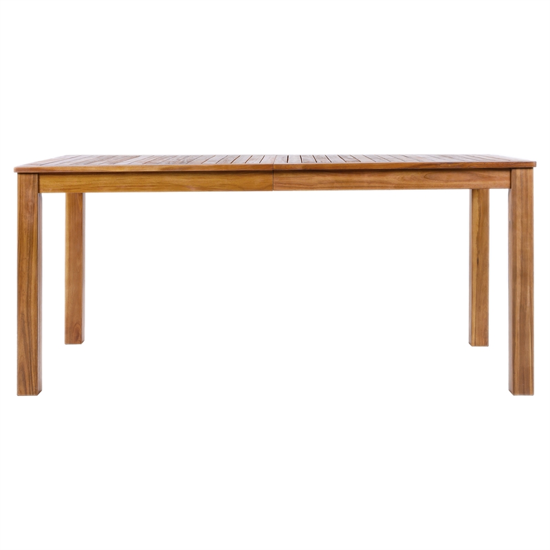67 Natural Wood Rectangular Outdoor Patio Dining Table for Garden and Poolside