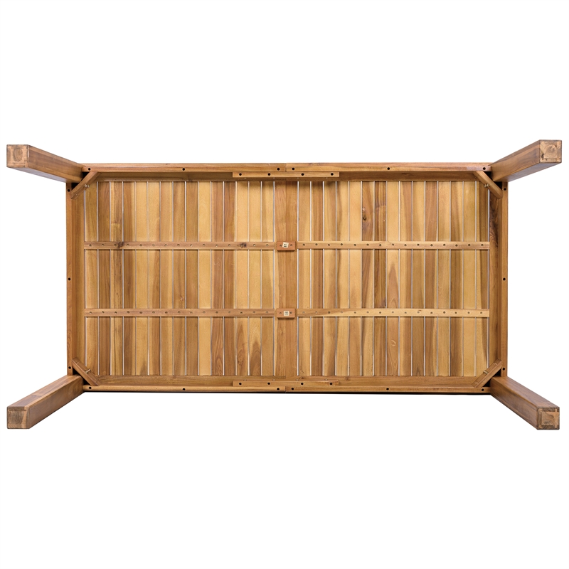 67 Natural Wood Rectangular Outdoor Patio Dining Table for Garden and Poolside