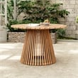 47.25  Teak Wood Round Outdoor Patio Dining Table for Backyard and Lawn