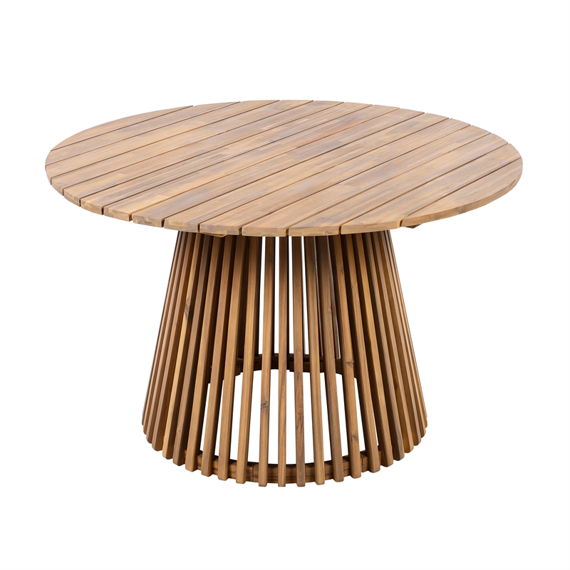 47.25  Teak Wood Round Outdoor Patio Dining Table for Backyard and Lawn