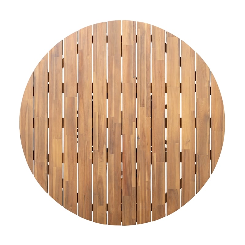 47.25  Teak Wood Round Outdoor Patio Dining Table for Backyard and Lawn