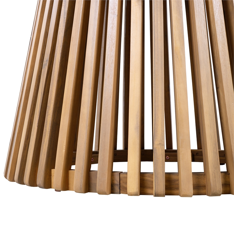 47.25  Teak Wood Round Outdoor Patio Dining Table for Backyard and Lawn