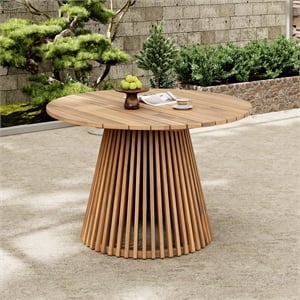 47.25  Teak Wood Round Outdoor Patio Dining Table for Backyard and Lawn