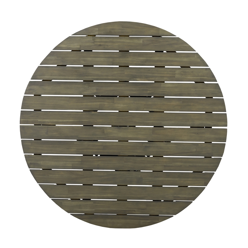 47.25 Round Gray Wood Outdoor Patio Dining Table for Backyard and Balcony