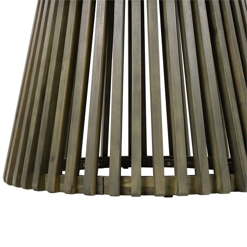 47.25 Round Gray Wood Outdoor Patio Dining Table for Backyard and Balcony