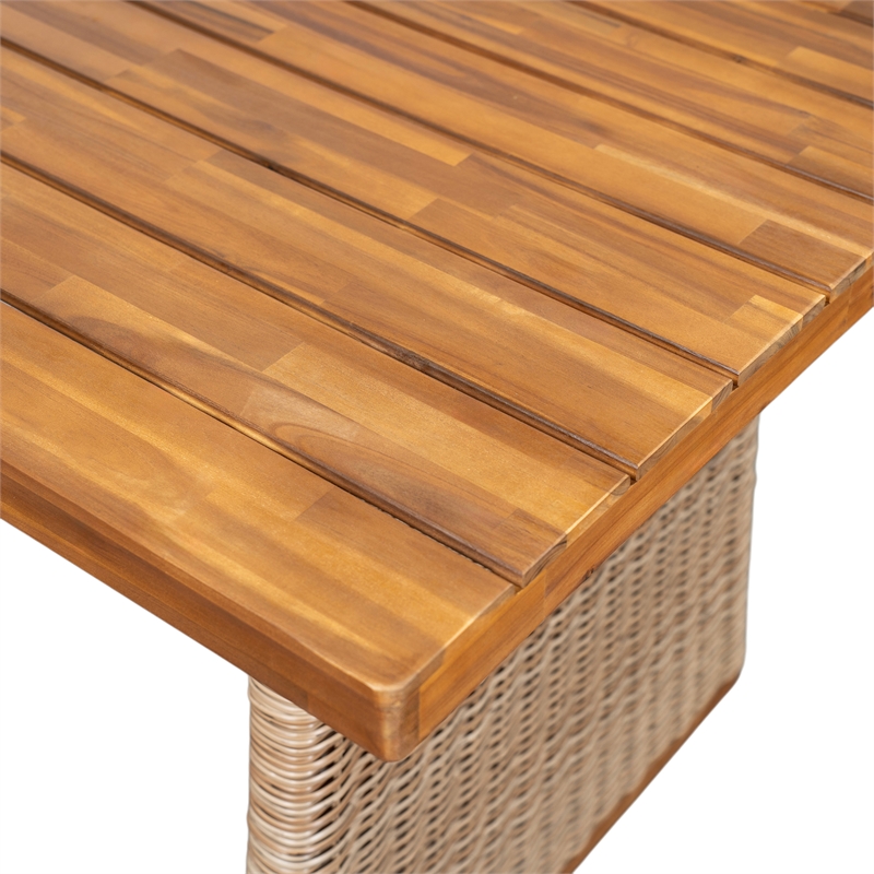 Brown Wood   Outdoor modern  Dining Table with Teak Finish