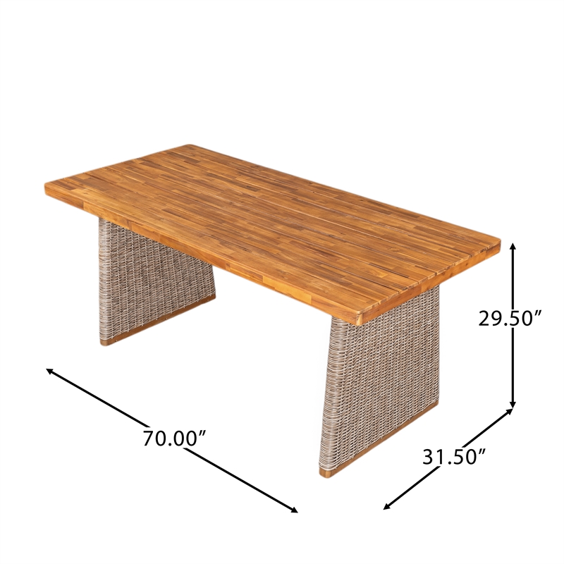 Brown Wood   Outdoor modern  Dining Table with Teak Finish