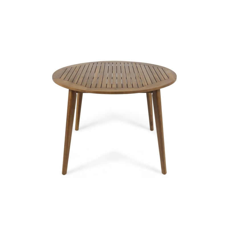 47.25 Round Teak Wood Modern Slatted Indoor Outdoor Dining Table