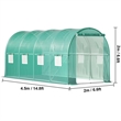 14.8ft Green Steel Walk-in Tunnel Greenhouse with 8 Roll up Windows
