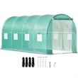 14.8ft Green Steel Walk-in Tunnel Greenhouse with 8 Roll up Windows