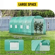 14.8ft Green Steel Walk-in Tunnel Greenhouse with 8 Roll up Windows