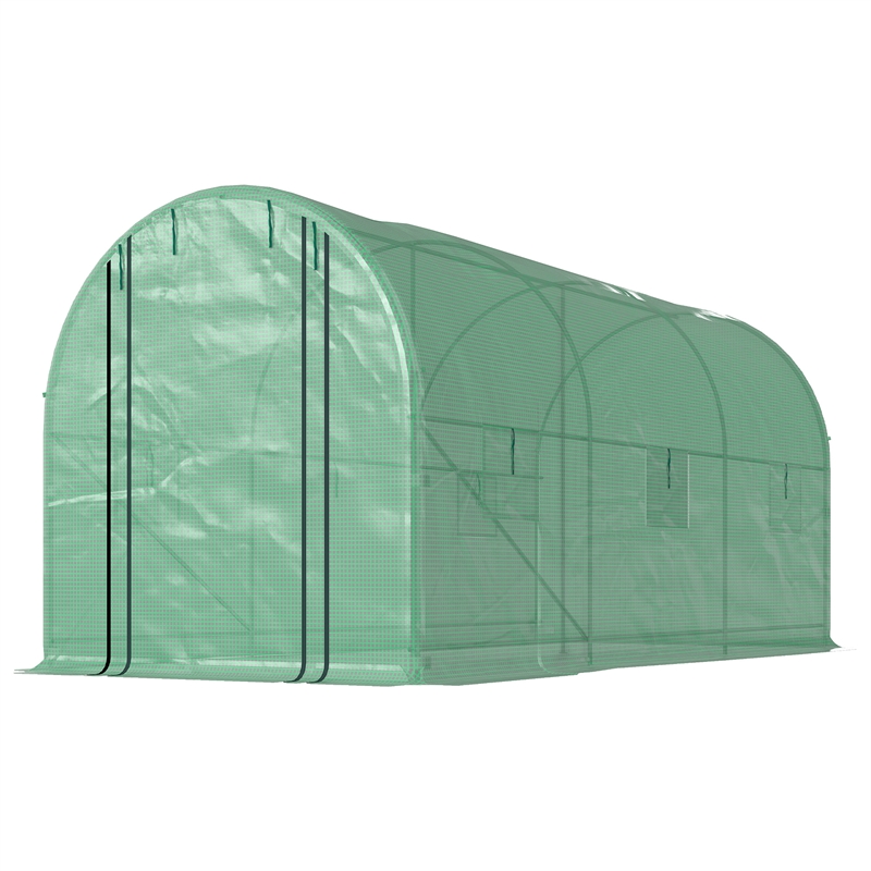 Green Steel Walk-in Tunnel Green house with 2 Support Rods