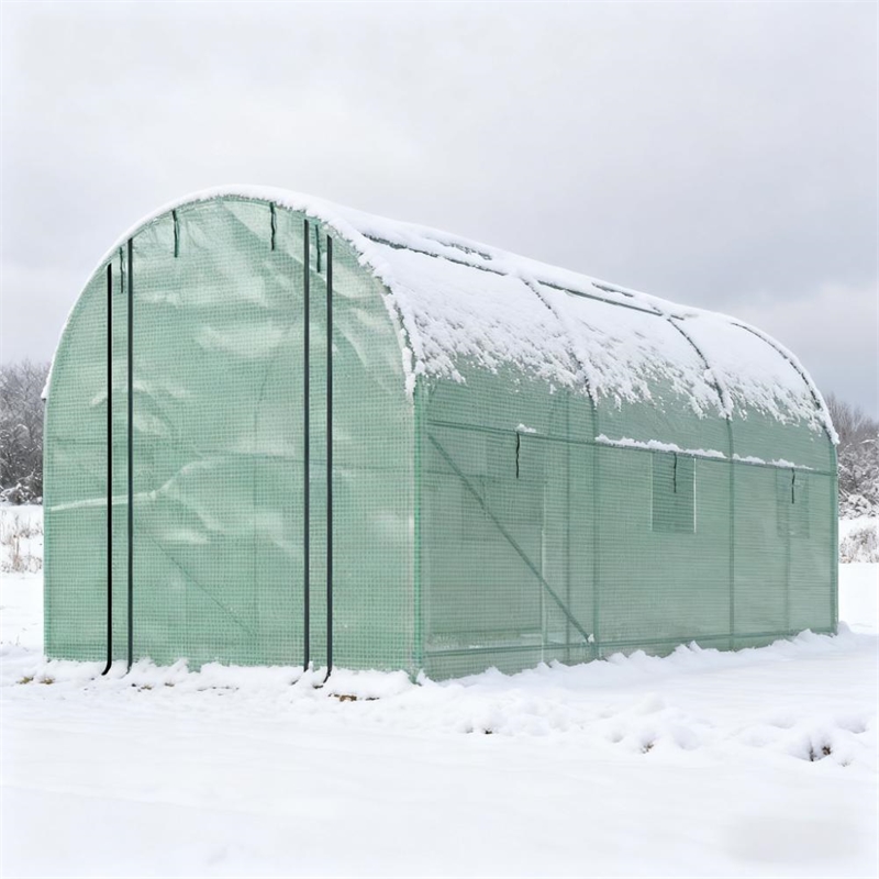 Green Steel Walk-in Tunnel Green house with 2 Support Rods