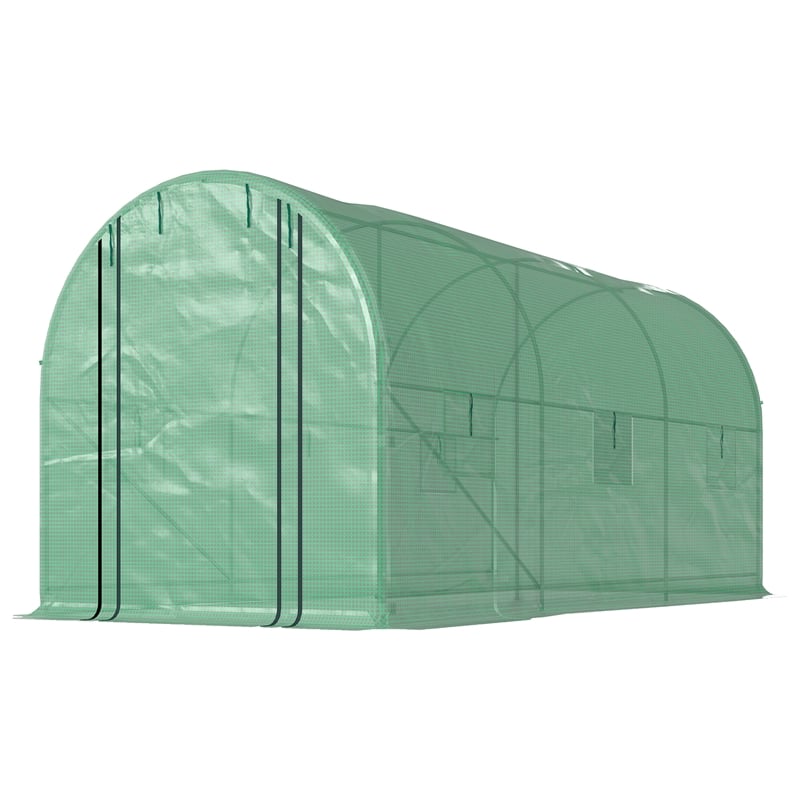 Green Steel Walk-in Tunnel Green house with 2 Support Rods