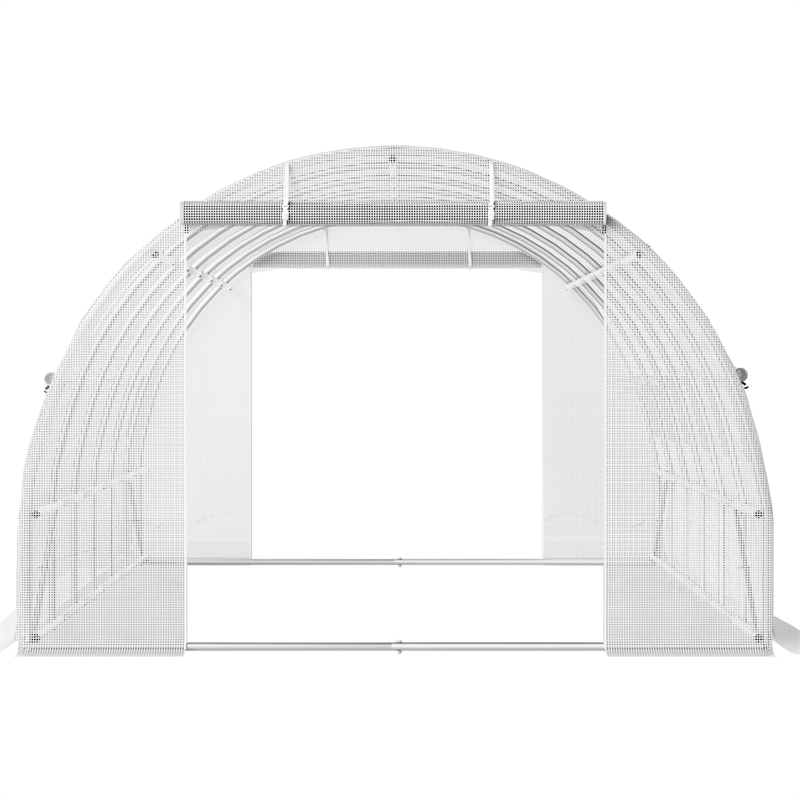 White Polyester Walk in Tunnel Greenhouse with 12 Roll up Windows