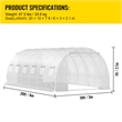 White Polyester Walk in Tunnel Greenhouse with 12 Roll up Windows