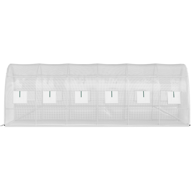 White Polyester Walk in Tunnel Greenhouse with 12 Roll up Windows