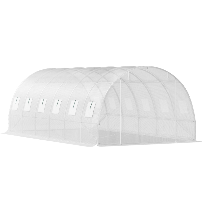 White Polyester Walk in Tunnel Greenhouse with 12 Roll up Windows