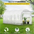 White Polyester 15 Walk-in Tunnel Greenhouse with 8 Mesh Windows  Zippered Door