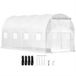 White Polyester 15 Walk-in Tunnel Greenhouse with 8 Mesh Windows  Zippered Door