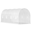 White Polyester 15 Walk-in Tunnel Greenhouse with 8 Mesh Windows  Zippered Door
