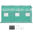 Green Polyester 12 ft Walk-in Tunnel Greenhouse with Steel Hoops