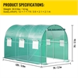 Green Polyester 12 ft Walk-in Tunnel Greenhouse with Steel Hoops