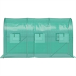 Green Polyester 12 ft Walk-in Tunnel Greenhouse with Steel Hoops