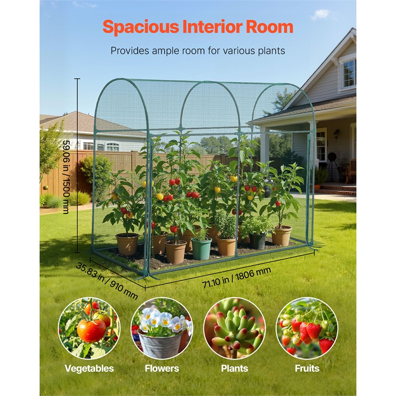 Green Polyester 5.9ft Crop Cage Plant Protection Tent with Zippered Door