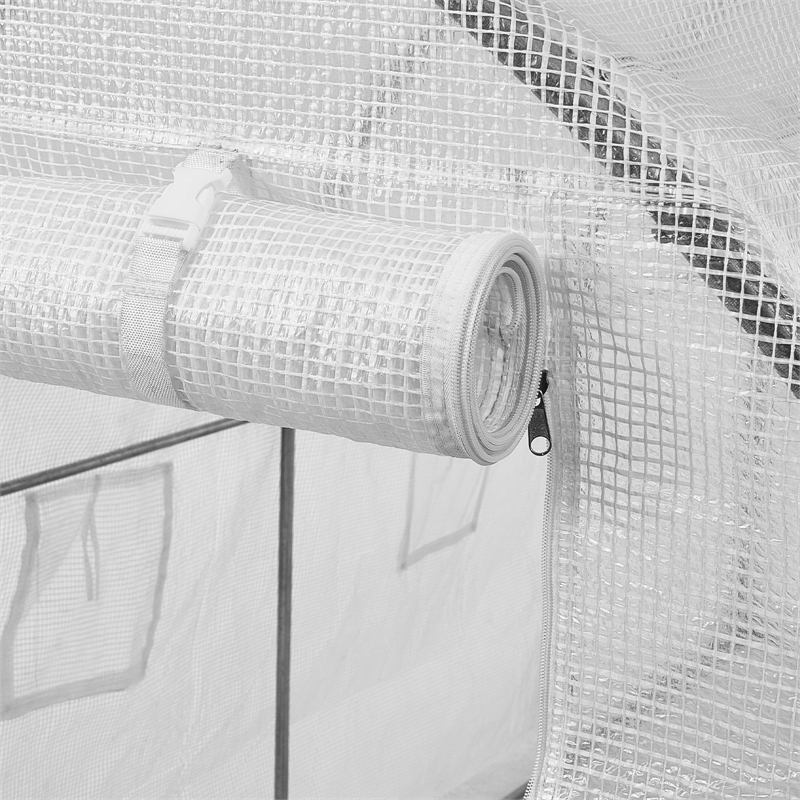 White Steel 9.58x6.43x6.23ft Walk-in Tunnel Greenhouse with PE Cover