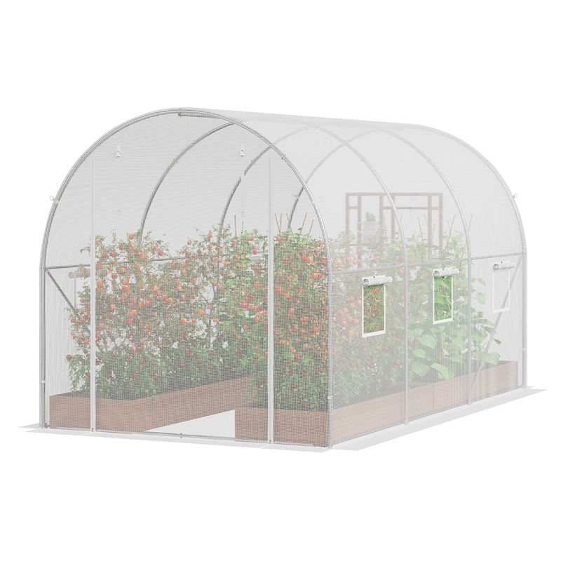 White Steel 9.58x6.43x6.23ft Walk-in Tunnel Greenhouse with PE Cover