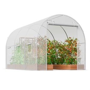 White Steel 9.58x6.43x6.23ft Walk-in Tunnel Greenhouse with PE Cover