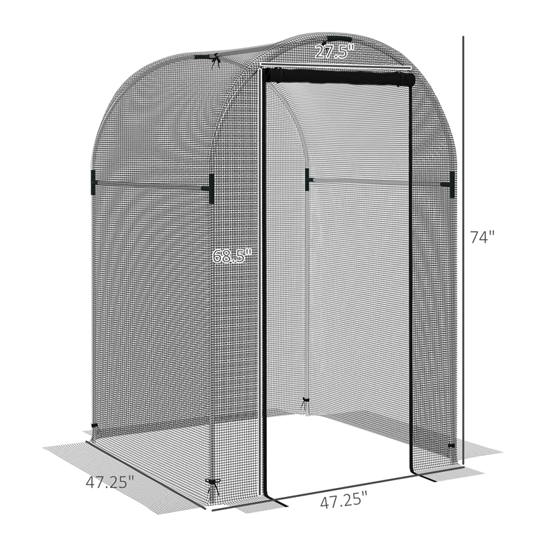 Black Steel Galvanized Crop Cage Plant Protection Tent with Zippered Door