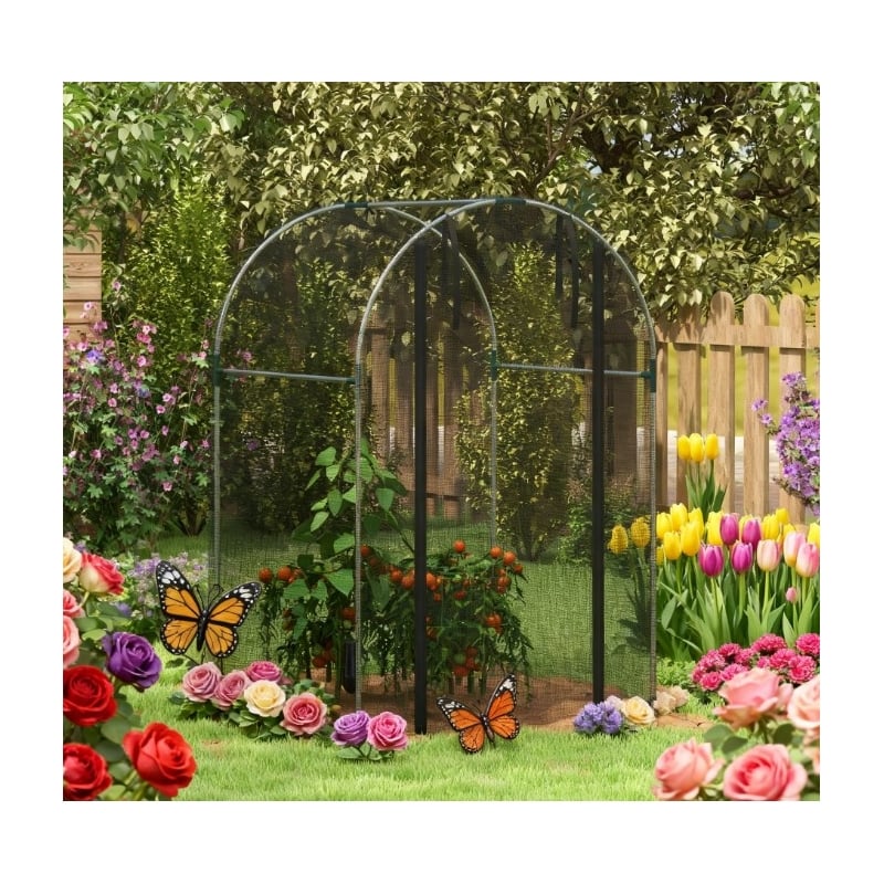Black Steel Galvanized Crop Cage Plant Protection Tent with Zippered Door