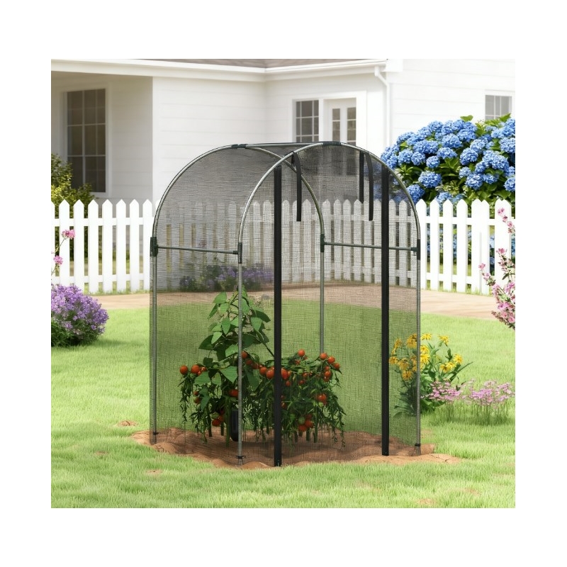 Black Steel Galvanized Crop Cage Plant Protection Tent with Zippered Door