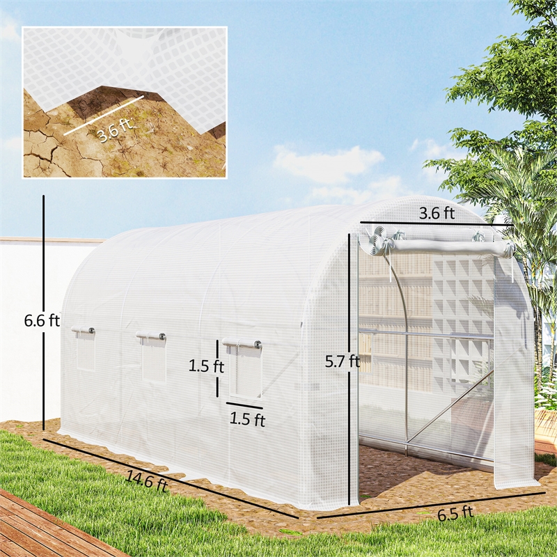 White Steel Walk-in Tunnel Greenhouse Hoop House
