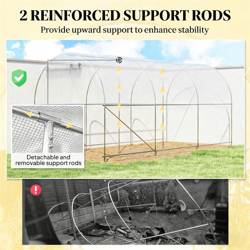 White Steel Walk-in Tunnel Greenhouse Hoop House