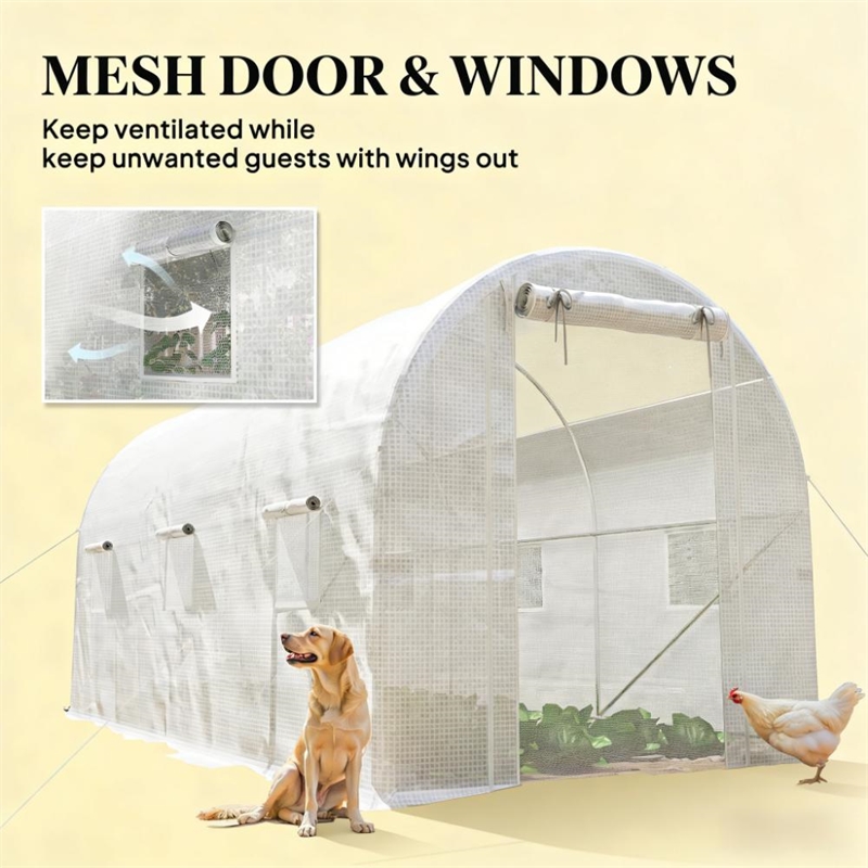 White Steel Walk-in Tunnel Greenhouse Hoop House