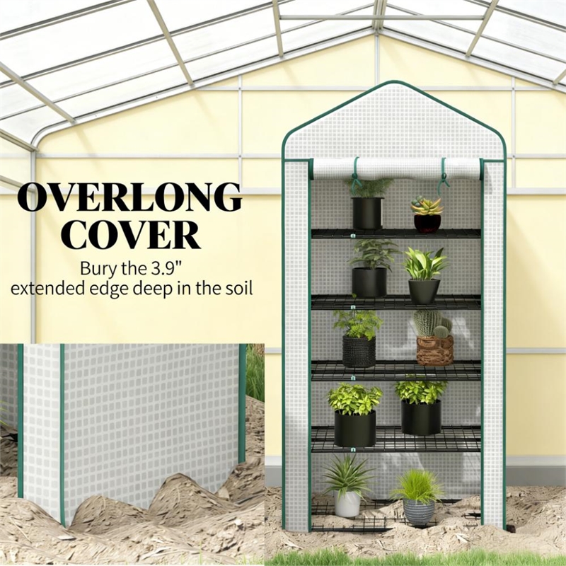 Small Portable Green Steel Mini Greenhouse - Convenient Outdoor Plant Growth