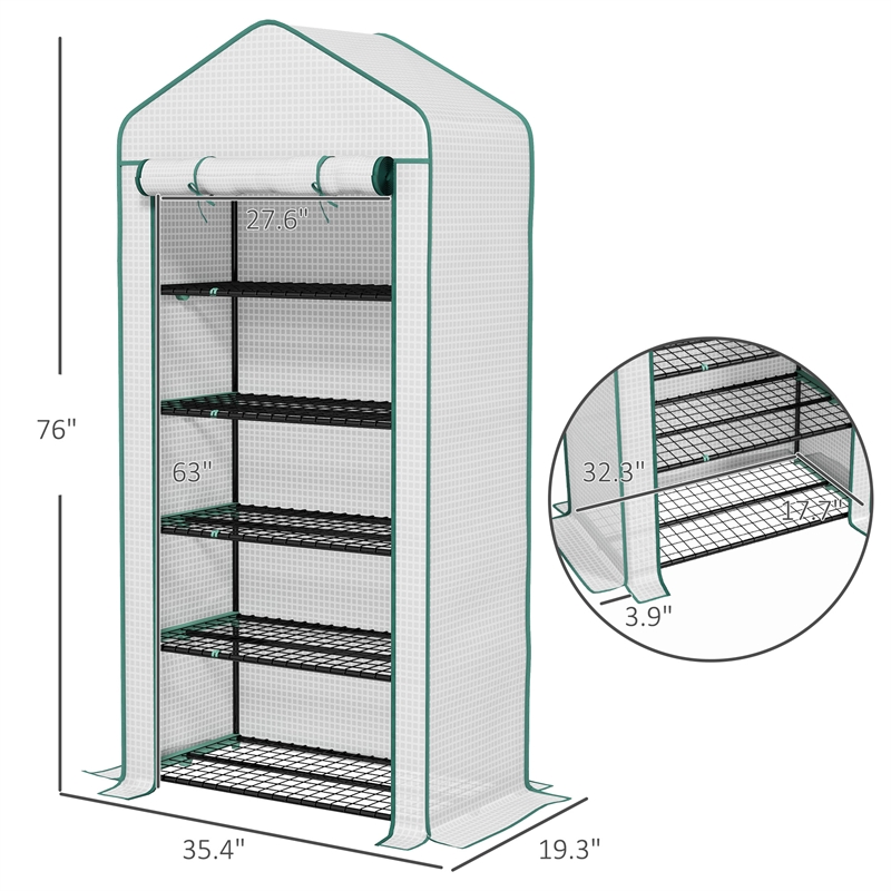 Small Portable Green Steel Mini Greenhouse - Convenient Outdoor Plant Growth
