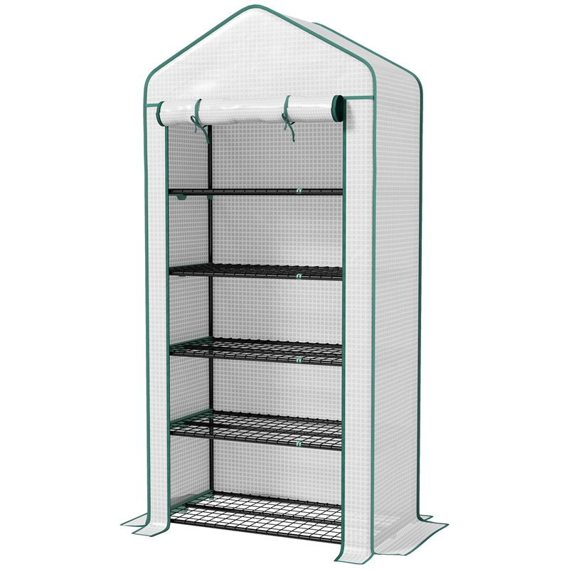 Small Portable Green Steel Mini Greenhouse - Convenient Outdoor Plant Growth
