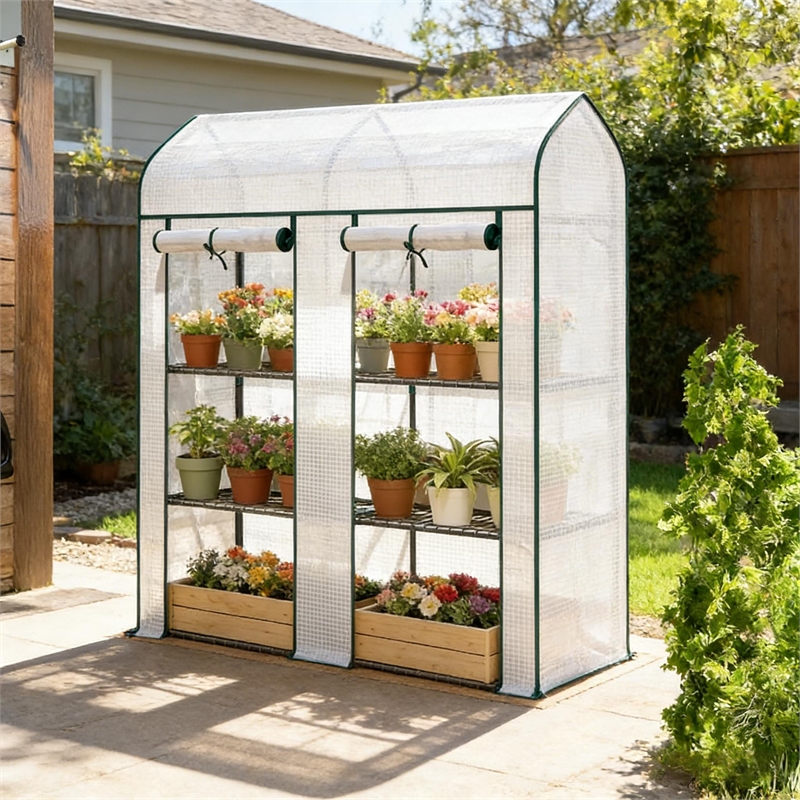White Steel Portable Mini Greenhouse with Spacious Design