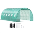 Green Steel Walk in Tunnel Greenhouse with 12 Roll up Windows