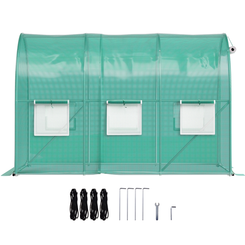 Green Polyester Walk in Tunnel Greenhouse6.6 ft Portable Hot House