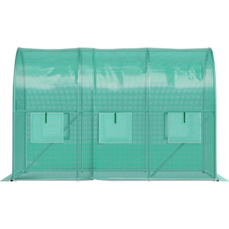 Green Polyester Walk in Tunnel Greenhouse6.6 ft Portable Hot House