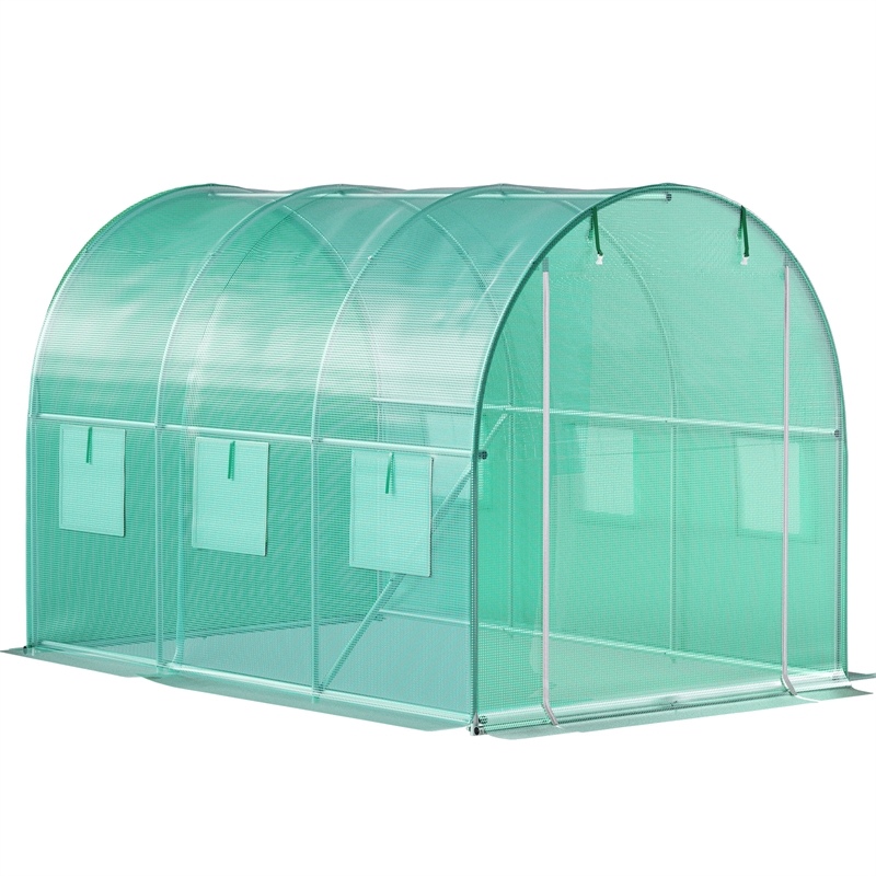 Green Polyester Walk in Tunnel Greenhouse6.6 ft Portable Hot House