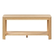 Arc Corner Wood Coffee Table with Storage Shelf  natural