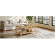 Arc Corner Wood Coffee Table with Storage Shelf  natural